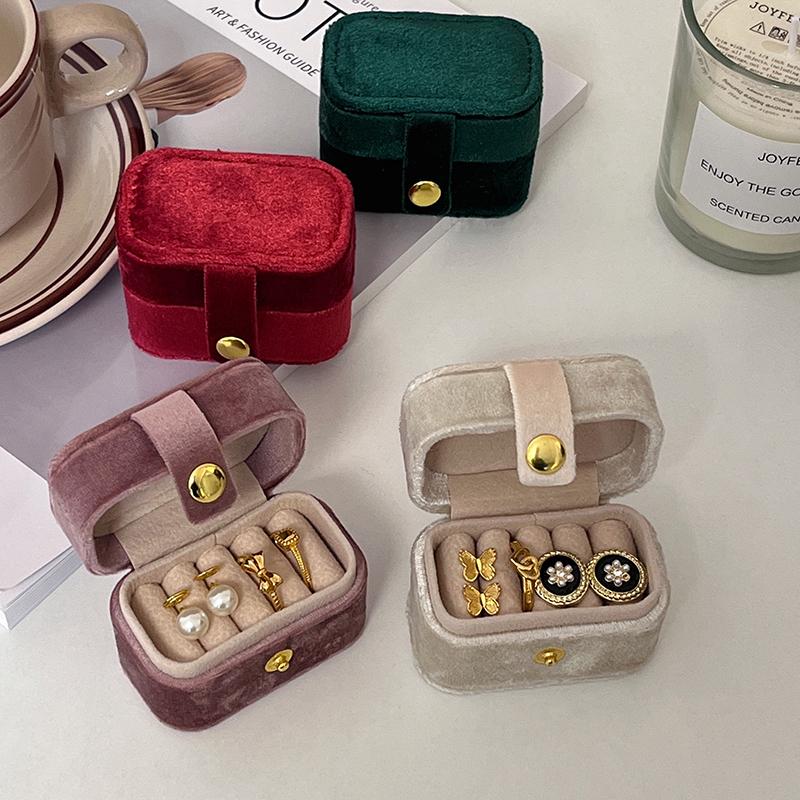 High End Velvet Portable Jewelry Rings Jewelry Box Compact Travel Earring Storage Box Mini Exquisite Packaging Box 2026 New Box