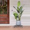 16x16 Inch Plant Stand with Wheels - Black Rolling Flower Pot Tray Holder | Modern Iron Plant Caddy | Durable Plant Tray Rack