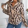 Dámská košile se zapínáním na knoflíky Ležérní Dlouhý rukáv Klopa Top Volný Potištěný streetwear Oblečení na pracovní párty Dovolená Cestování