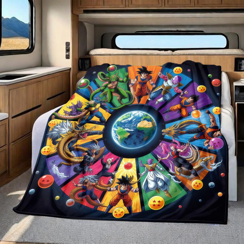 1 ks flanelová deka s potiskem DRAGON BALL, Vysoká kvalita, Pro všechna roční období, Domácí dekorace, Teplo a pohodlí, Perfektní jako vánoční dárky
