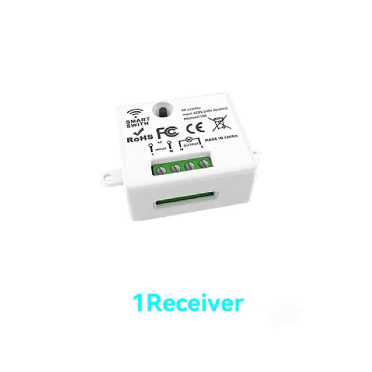 Mini Wireless Smart Light Switch with Remote Control 1000M Distance 433 Mhz RF Relay Receiver 220V Switch for Home Led Lamp Fan 1Receiver