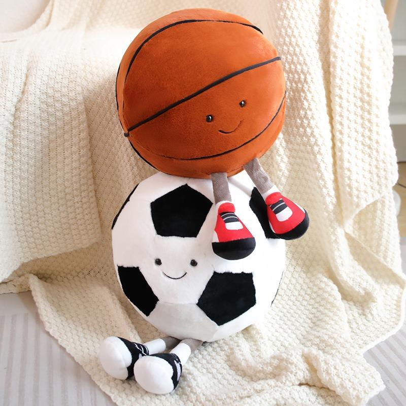 25-28cm Cute Football Doll Basketball Baby Plush Toy Creative Football Doll Pillow Pet Ball Toy Dog Cat Toys Interactive