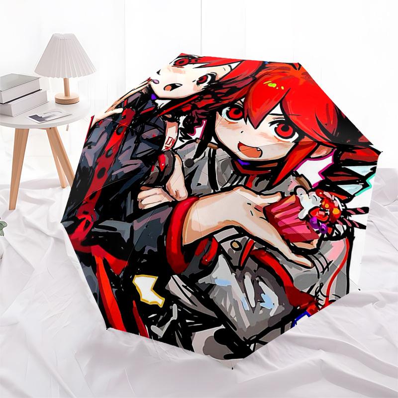 1pc Outdoor Umbrella with Anime Characters, Automatic Opening/Closing, Portable 3-Fold Design, 8-Rib Iron Frame - Perfect Gift for Fans, Traveler