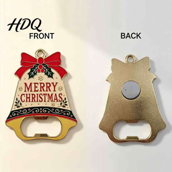 Retro Holiday Home Decor Christmas Bell Bottle Opener Heavy Duty Beer Cap Remover Magnetic Bar Tool Accessory Refrigerator Magnet Metal Opener for