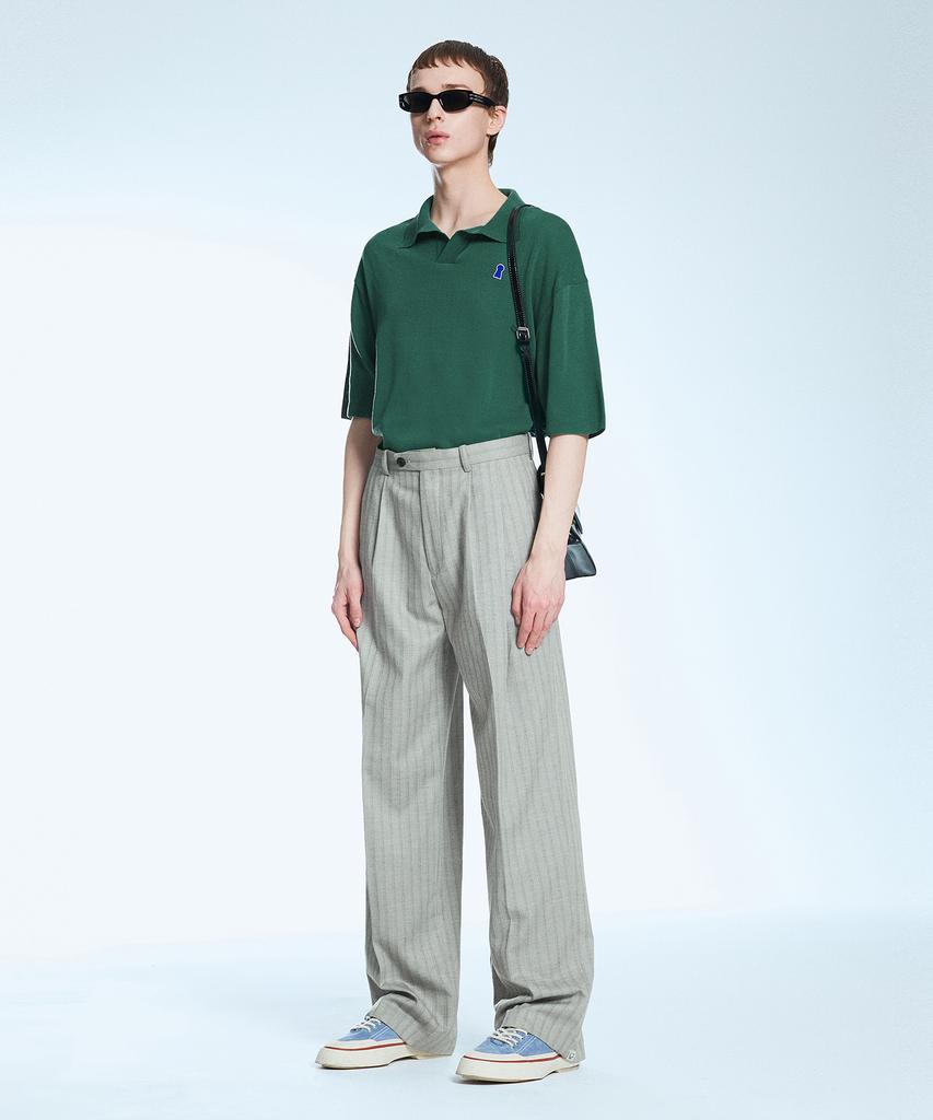 Sekeonmonollogeu Keyhole Collar Short Sleeve Summer Knit Jade Green Sekt005J.Green