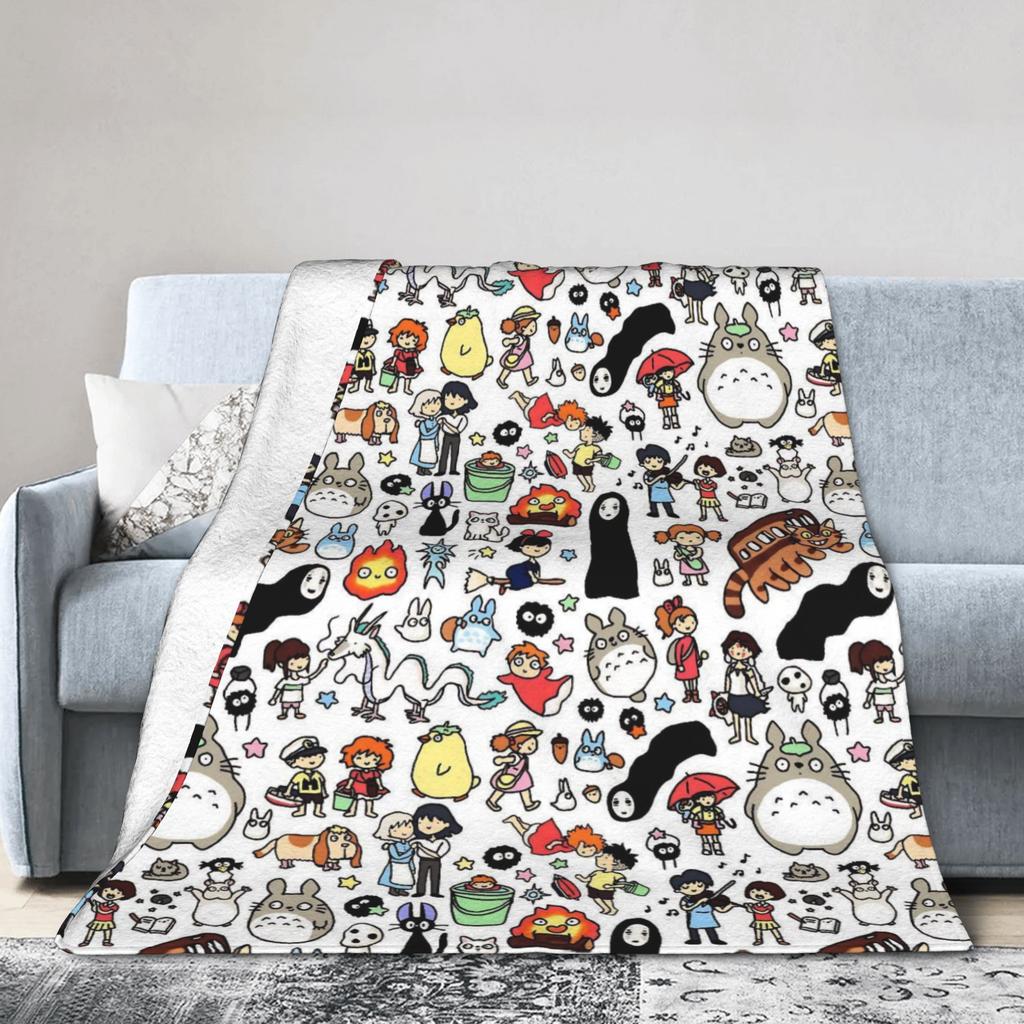 Susuwatari Rußgeister M-Mononoked Decke Fleece Winter Aways Prinzessinnen G-Ghibli Warmes Überwurf für Sofa Bettdecke