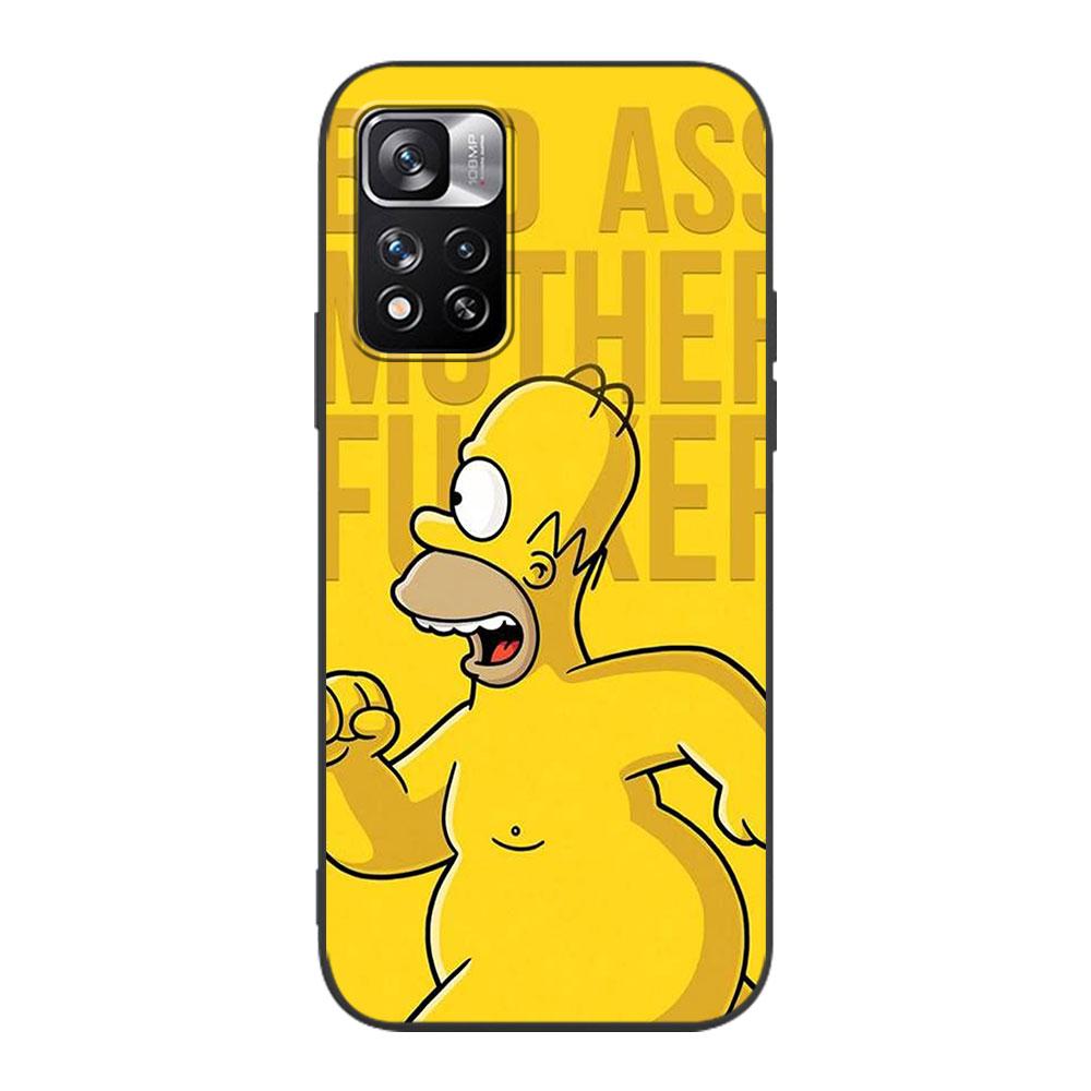 The Simpson Cute Case for Xiaomi Redmi Note 10 8 8T 9 10S 11S 11 7 12 12S 11E 13 Pro Plus Soft TPU Black Phone Cover
