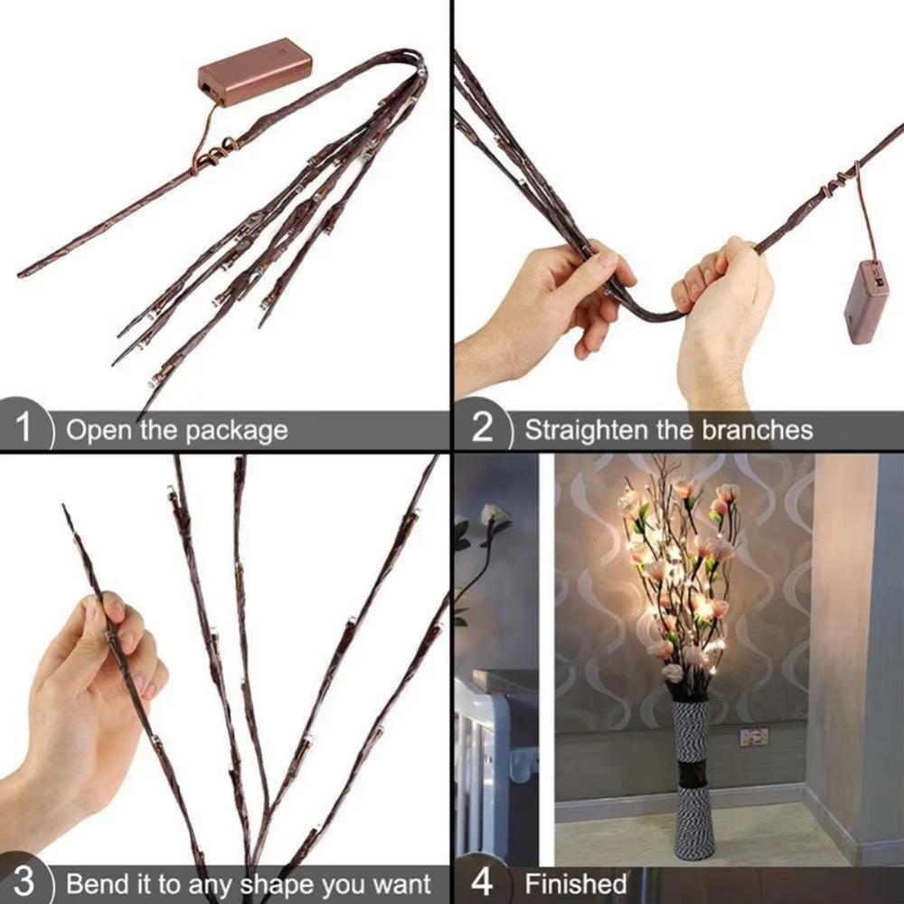 20LEDs LED Simulated Tree Branch Light Bendable Willow Branches Lights Fairy Lights  Bedroom