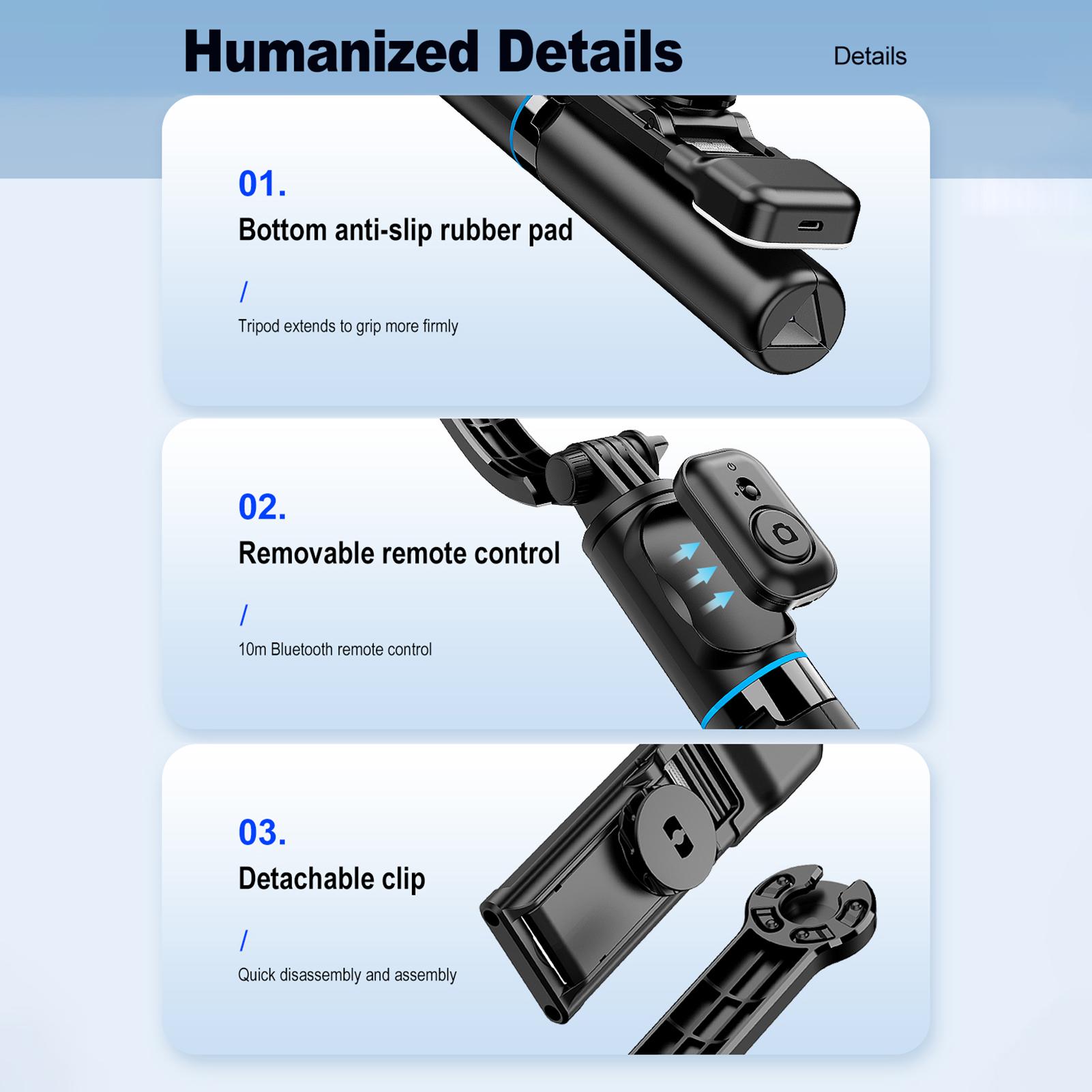 Многофункциональный настольный штатив для селфи-палки 107 см/42 дюйма — фото 6