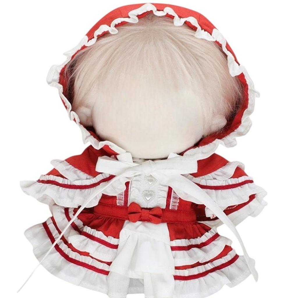 AXLUCE Plush Clothes - 20cm Lolita Hooded Cape Doll (Red)