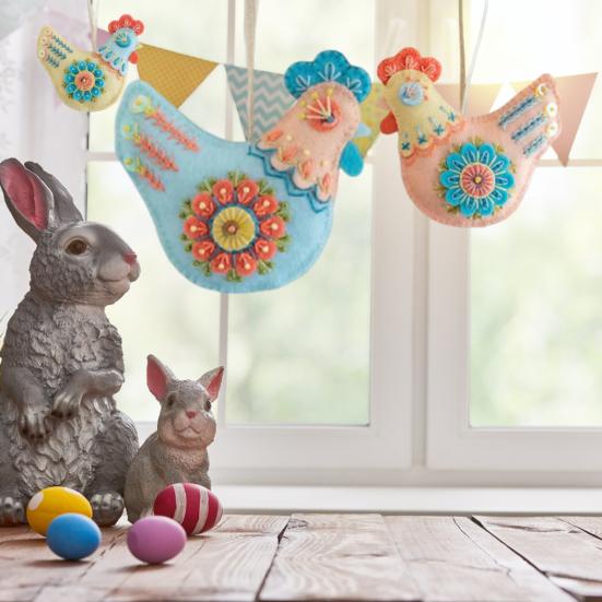 Easter Egg Embroidery Felt Kit DIY Craft Set with Embroidery Design Handmade Felt Easter Egg Ornament