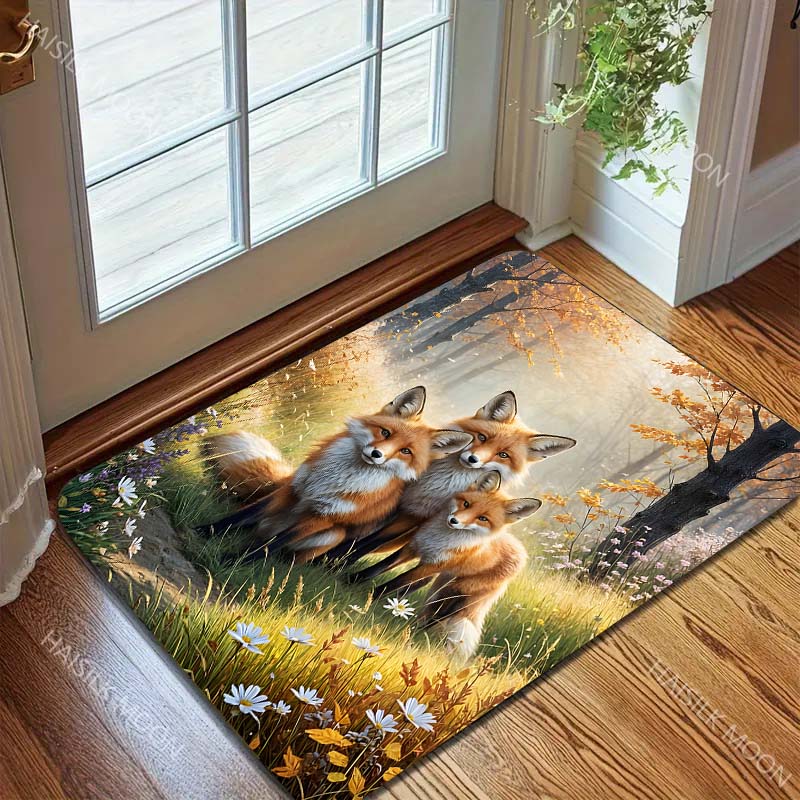 Multiple sizes Three foxes in forest Carpet for Living Room Bedroom Sofa Home Decor Rug Non-slip Floor Mat Luxury Gift