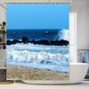 Ozeanwellen Duschvorhang Wasserdichtes Gewebe Badezimmer Dekoration Strandmotiv Druck Modernes Design Für Zuhause Wohnzimmer Oder Schlafzimmer (Blu