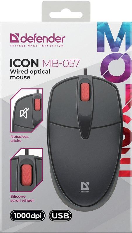 Mysz przewodowa Defender ICON MB-057 1000dpi bezklikowa silent