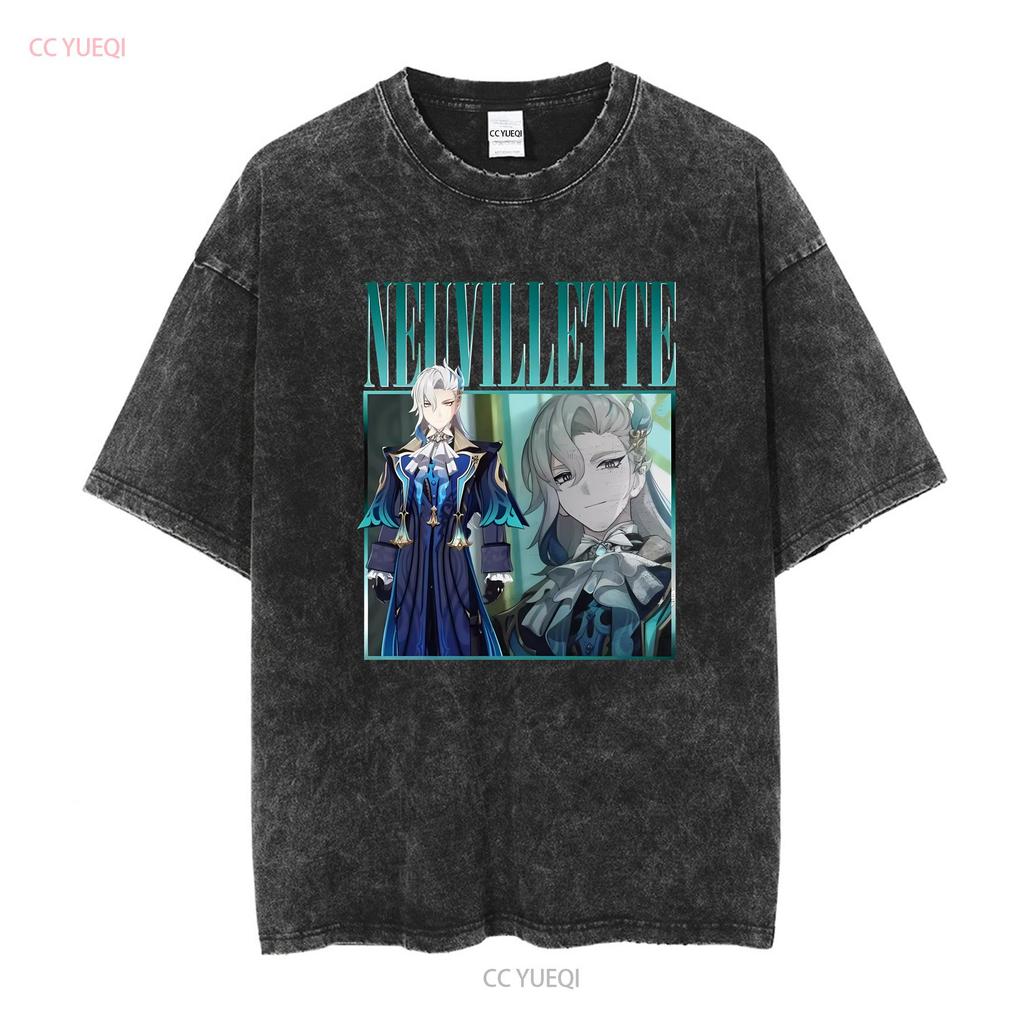 Neuvillette Genshin ImpacT T Shirt Vintage Retro Homage Gaming long or short sleeves vintage Washed graphic homme streetwear