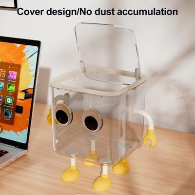 Simpatico Cestino da Tavolo Grande Capacità Design Trasparente Forma Cartone Animato Piccolo Cestino per Rifiuti Scatola Portaoggetti Decor