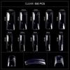 kads 500pcs Long Square Half Cover False Nail Tips No-Crease White Nature Clear 10 Sizes Nail Art Tools Manicure Fake Nails