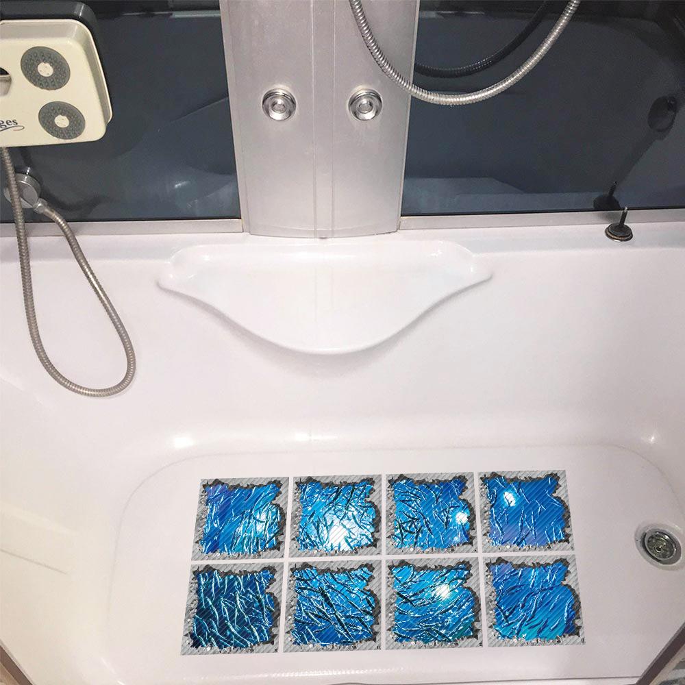 8Pcs 3D Bathtub Anti-Slip Stickers - Waterproof PVC Bathroom Safety Decals - Decorative 13x13cm Removable Self-Adhesive Mural