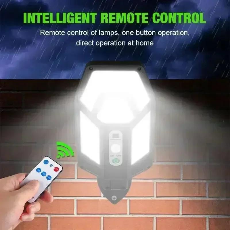 12000LM Powerful Solar Wall Lamp with Remote Outdoor IP65 Waterproof LED Floodlight with Sensor Garden Yard Lantern Street Light