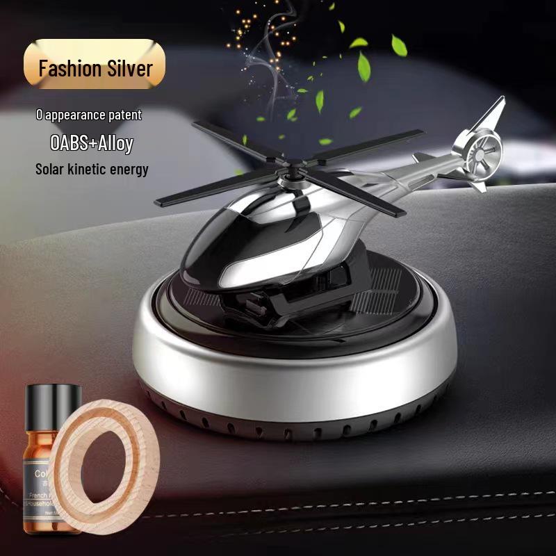 Solar-Powered Rotating Helicopter Car Air Freshener with Light Sensor
