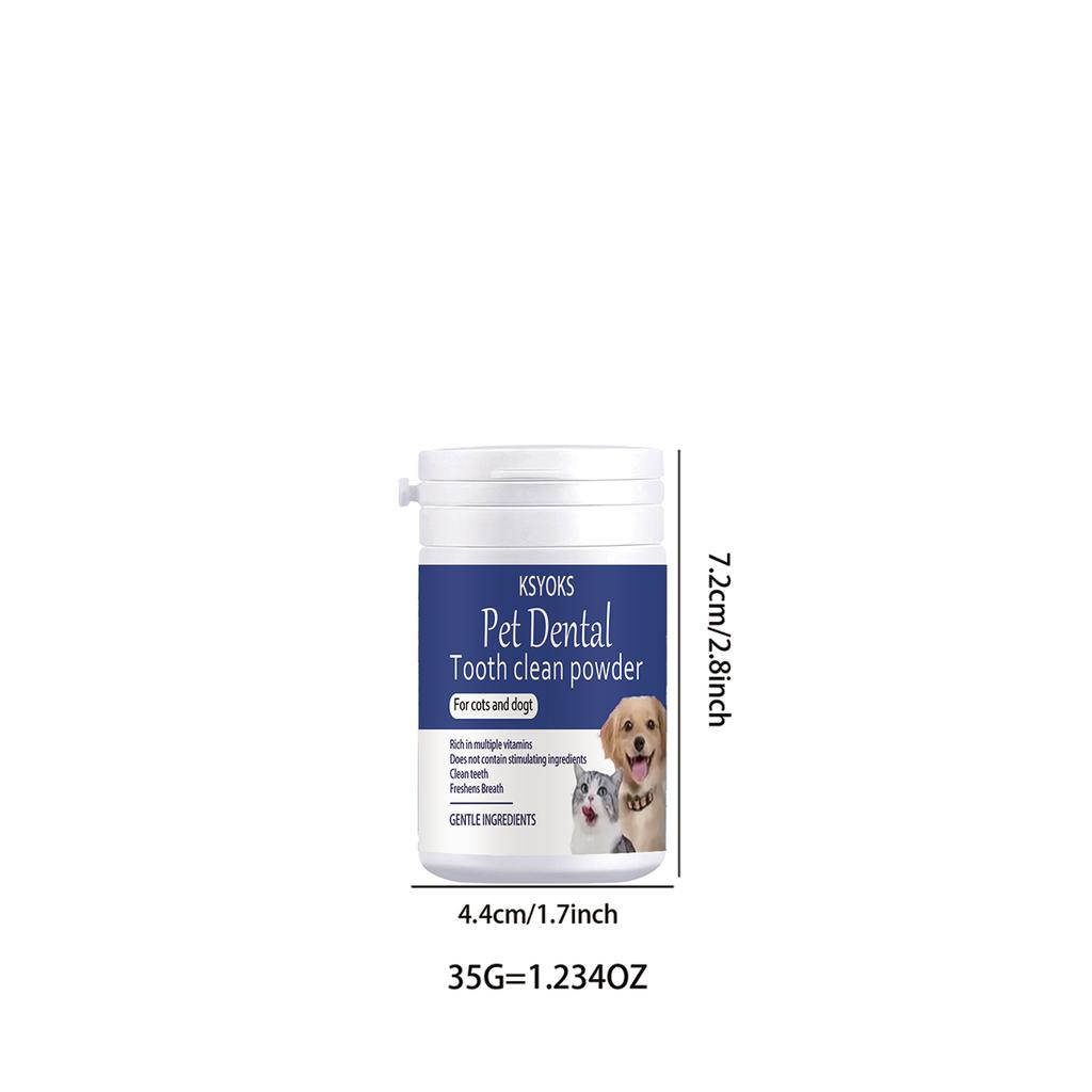 Pet tooth powder cleans teeth while refreshing breath, making interaction with furry children closer