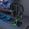 RGB Gaming Headphone Stand Eb01-b Headset Stand Dual USB Port Touch Control Strip Light Gaming Headset Holder Earphone