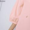 ZANZEA Women Casual V-Neck 3/4 Sleeve Loose Flora Print Blouse