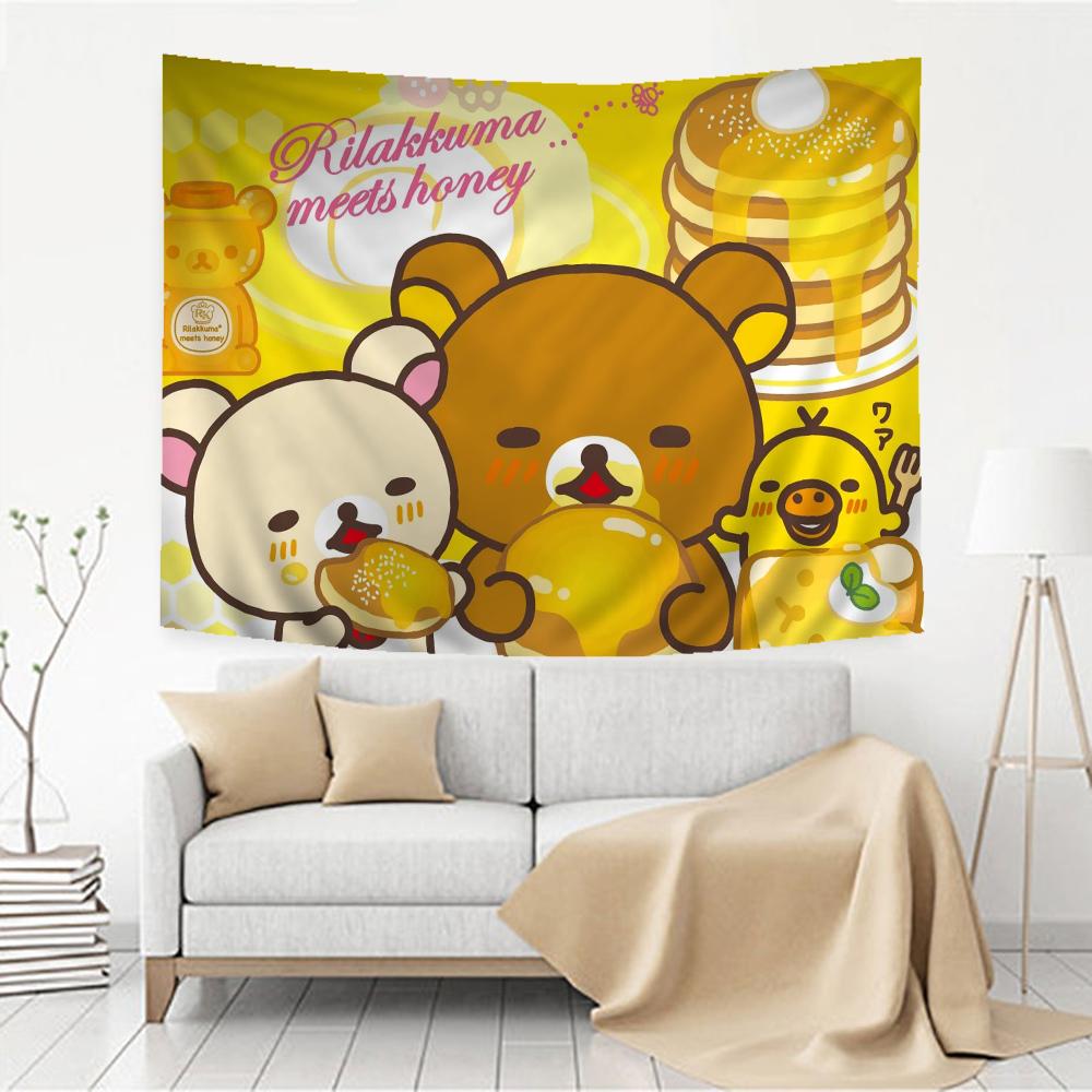 Kawaii Rilakkuma Bear Hippie Wall Hanging Tapestries for Living Room Home Dorm Decor Art Home Decor
