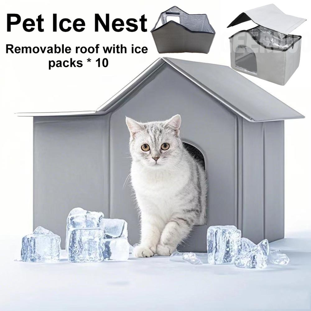 Cat Air Conditioning House Summer Cat Cooling Tool Nest Dog Ice House-Insulated Dog Four Seasons Cat Pet Ice House For Outdoor
