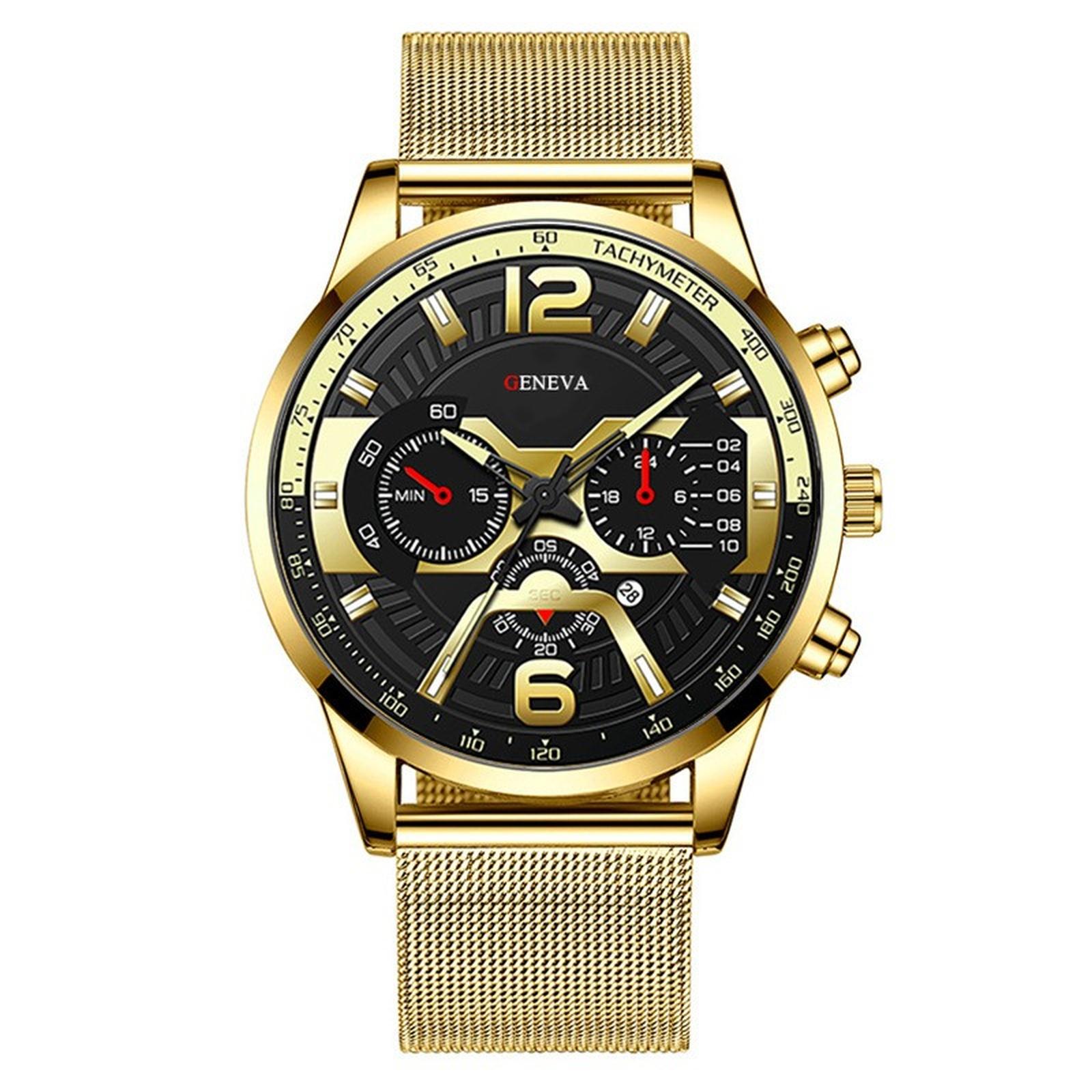 

Мужские кожаные деловые модные часы с ремешком для подарков One Size