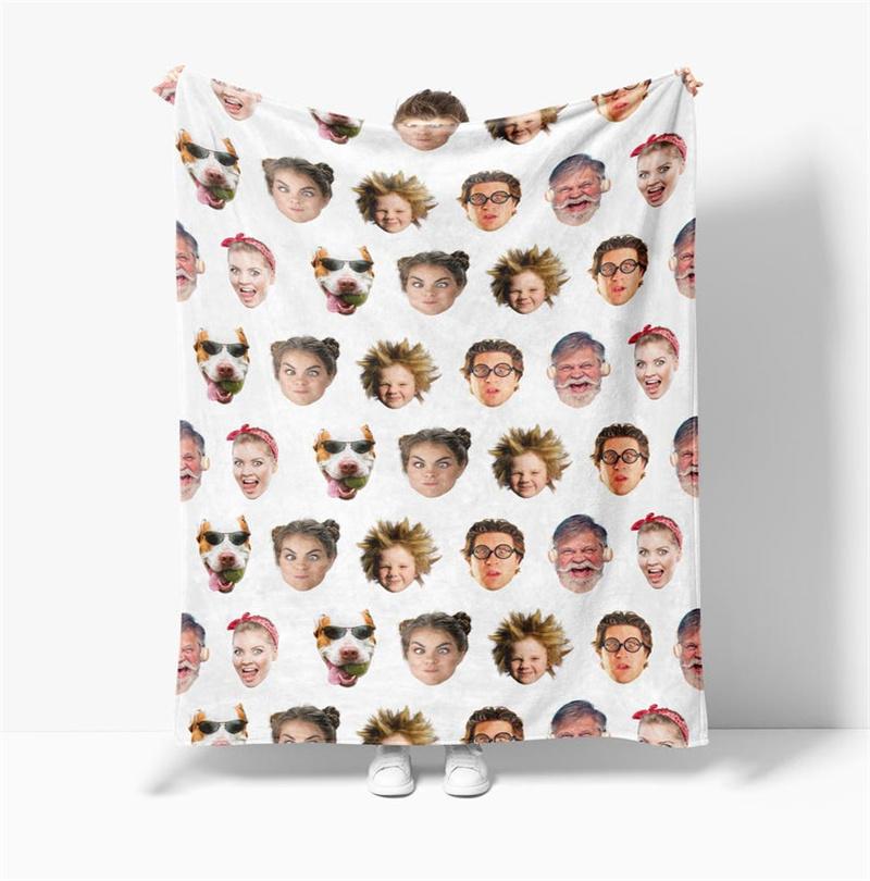 Funny Face Blanket, Father’S Day Gift Dad, Customized Teen Birthday Gift, For Friends Picture Blanket, Unique Holiday Gift