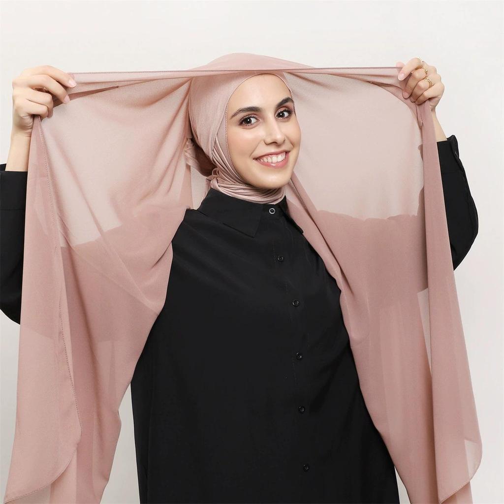 Lazy Person Chiffon Scarf & Elastic Tube Hat Set