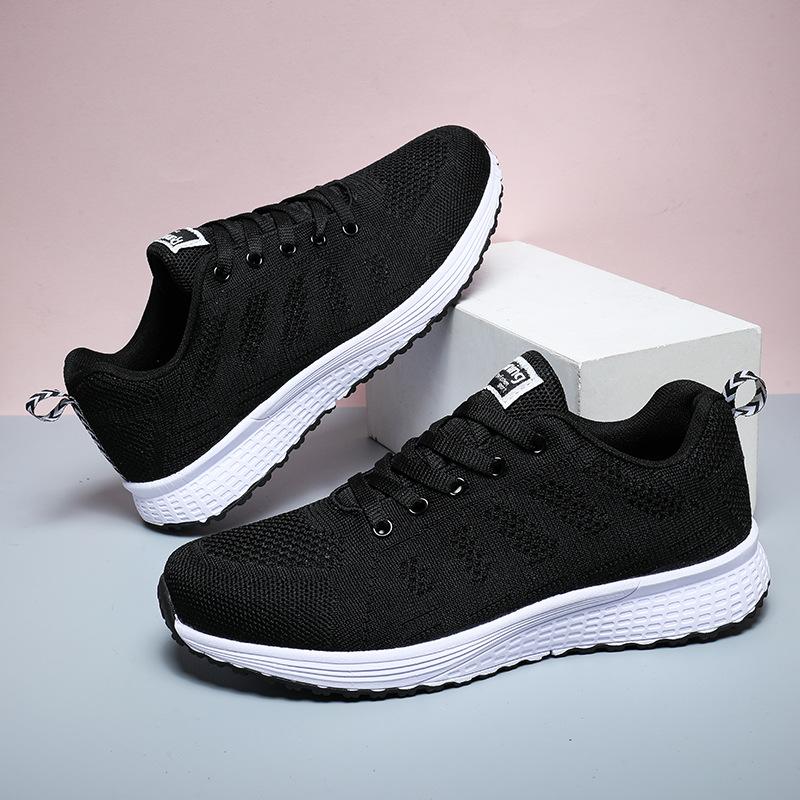 Large size fly-woven lightweight couple casual shoes lightweight breathable mesh sneakers 35