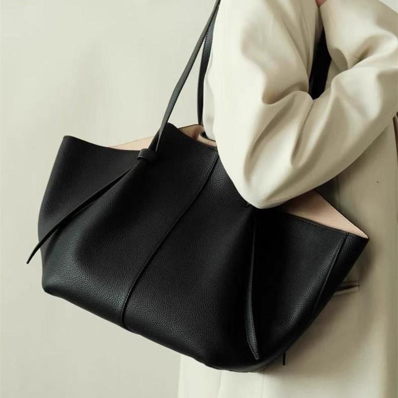 Velká nákupní taška Dámská Minimalistická Jednobarevná Na rameno S magnetem PU kůže Ležérní Vintage styl