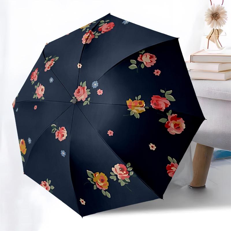 1 Stück Floraler Stoff Automatischer Regenschirm Langlebiger Eisenrahmen & Kunststoffgriff, Geschenk für Männer & Frauen, Stabile Konstruktion yy250905205
