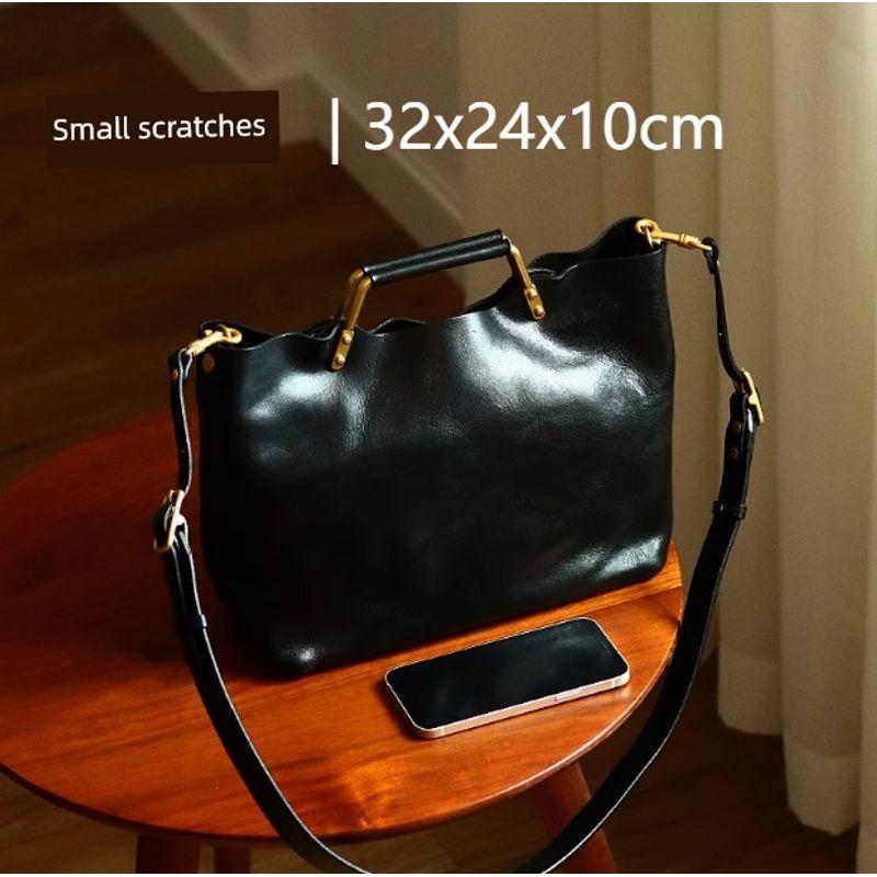 [Clearance Special Offer] First Layer Cowhide Women Bag Genuine Leather Bag Skeleton-Skin