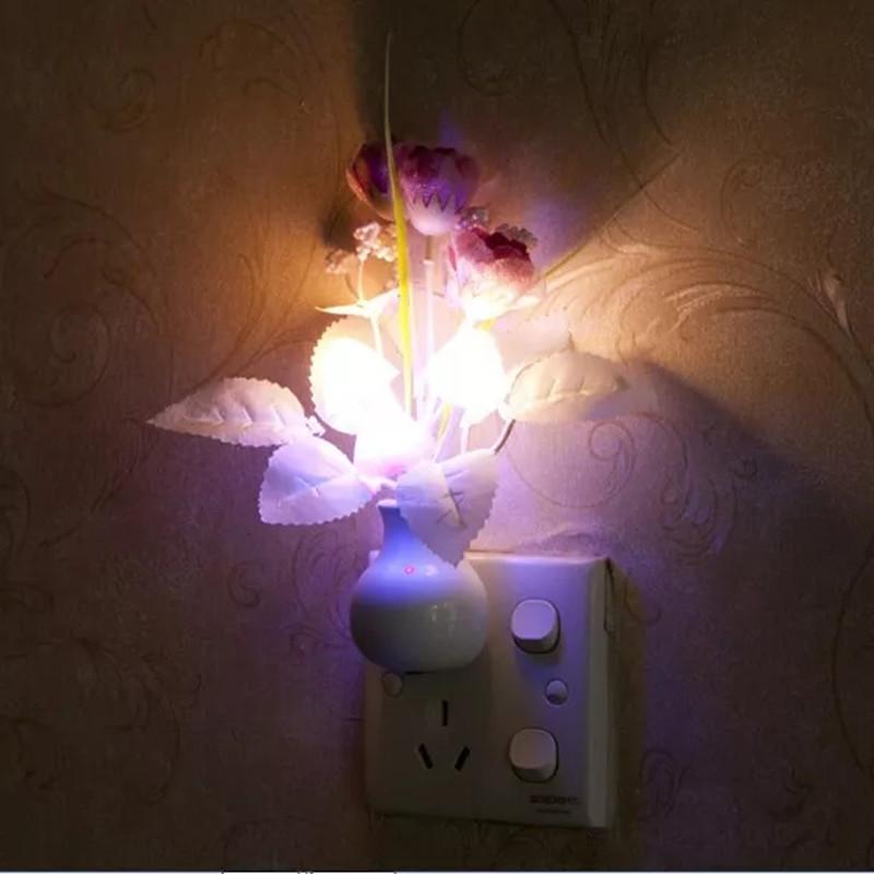 Kreative Tulpen-Flieder-Nachtlicht-betriebene, sanfte, romantische Sensor-Babybettzimmerlampe