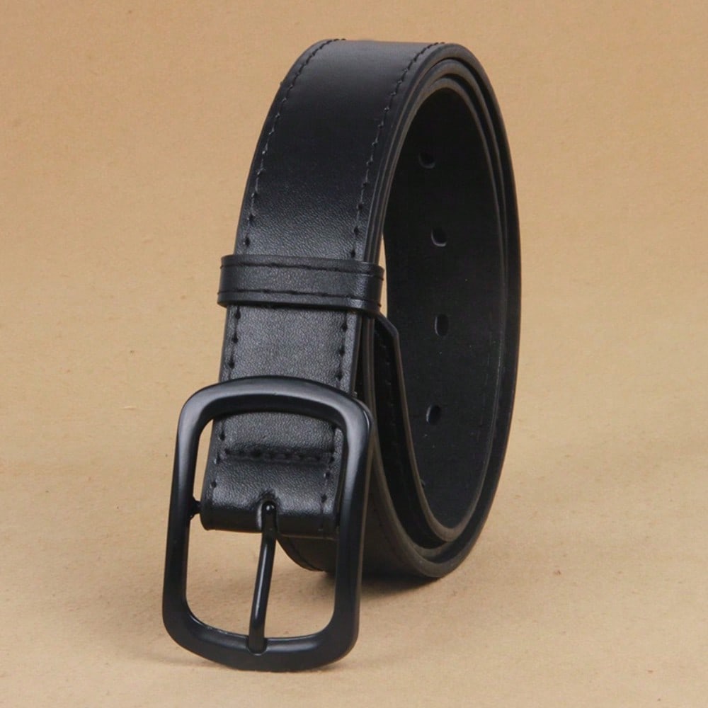 Ceinture à boucle ardillon pour homme Ceinture pour jean homme Ceinture décontractée polyvalente pour garçon Ceinture pour homme d'âge moyen et jeune B noir