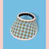 Hair Hoop Style Summer Empty Top Cap Plaid Print Sun Protection Hats Large Brim Sun Hat  Vacation
