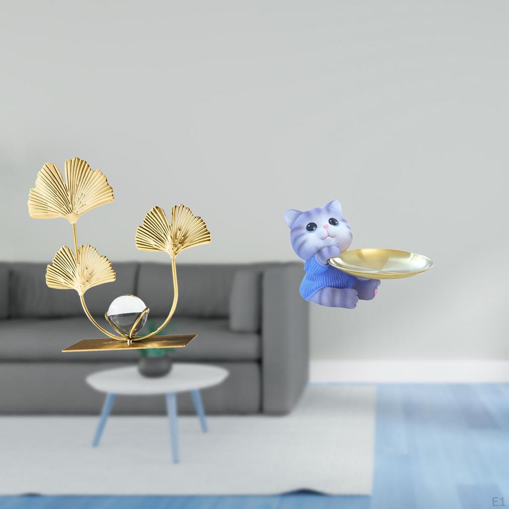 y Feline Resin Bookshelf Sculpture Cat Tray Modern Home Decor Collectible Ornament for Bedroom