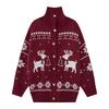 Męski Oversizeowy Dzianinowy Sweter Kardigan z Wysokim Dekoltem i Wzorem Jacquard Colorblock Casual