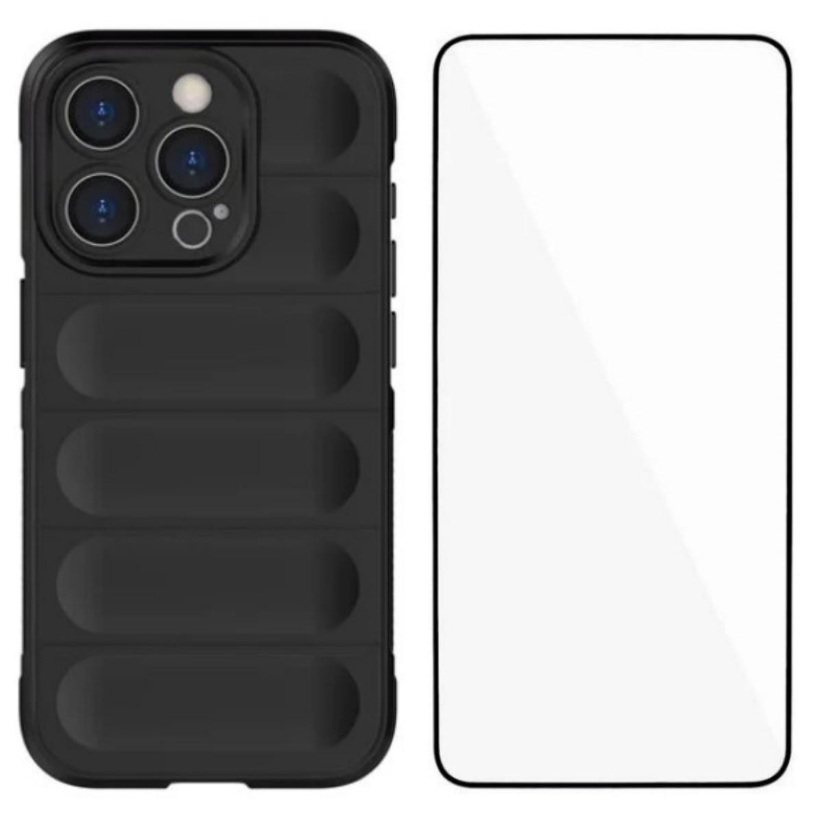 

For iPhone 14 Pro Max TPU Case WANLONFENG HD Series Anti Slip Phone Cover with Tempered Glass Black