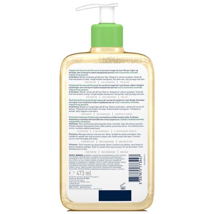 Cerave Huile Lavante Moussante Hydratante 473 Ml Pour Les Peaux Normales À Trèsèches Les Peaux À Tendance Atopique