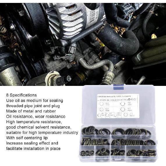 110 Pcs 8 Sizes Oil Seal Washer Automotive Drain Plug Gaskets Oil Crush Washers M6 M8 M10 M 12 M14 M16 M20