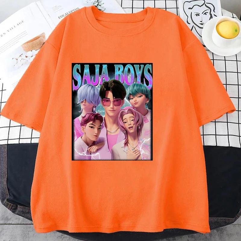 Letní pánské populární K-Pop Devil Hunter Saja chlapecké vzorované tričko s krátkým rukávem 100% čistá bavlna módní oblečení top