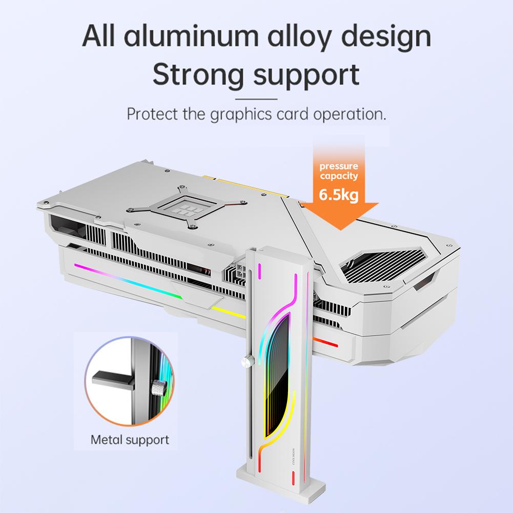 5V 3Pin ARGB Grafikkarten GPU Halter Ständer Verstellbar Teleskopisch Drehbar Grafikkartenhalter Aluminiumlegierung für ATX/MATX/ITX