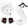 Simulated Wolf Mask Tail Paw Cosplay Costume Animal Wolf Tail Ears Paw Sets Accessories Halloween Party Costumes