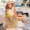 Cross-border Women's Foldable Mesh Tote Bag: Summer Outdoor Shoulder and Shopping Beach Bag