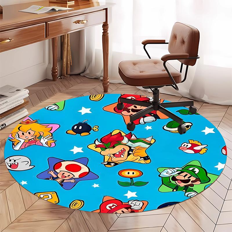 Mario Printed Round Rug Carpet Chair Rug Area Rug Entryway Doormats,for Office Chair Living Room Bedroom Kitchen Room.