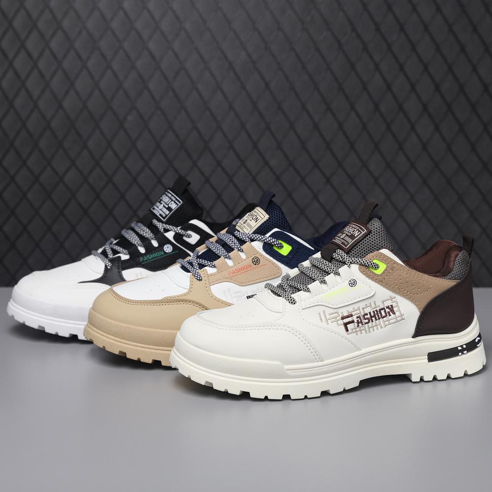 Winter new men's shoes leather waterproof and non-slip outdoor mountaineering sports shoes casual fashion versatile trend tooling shoes